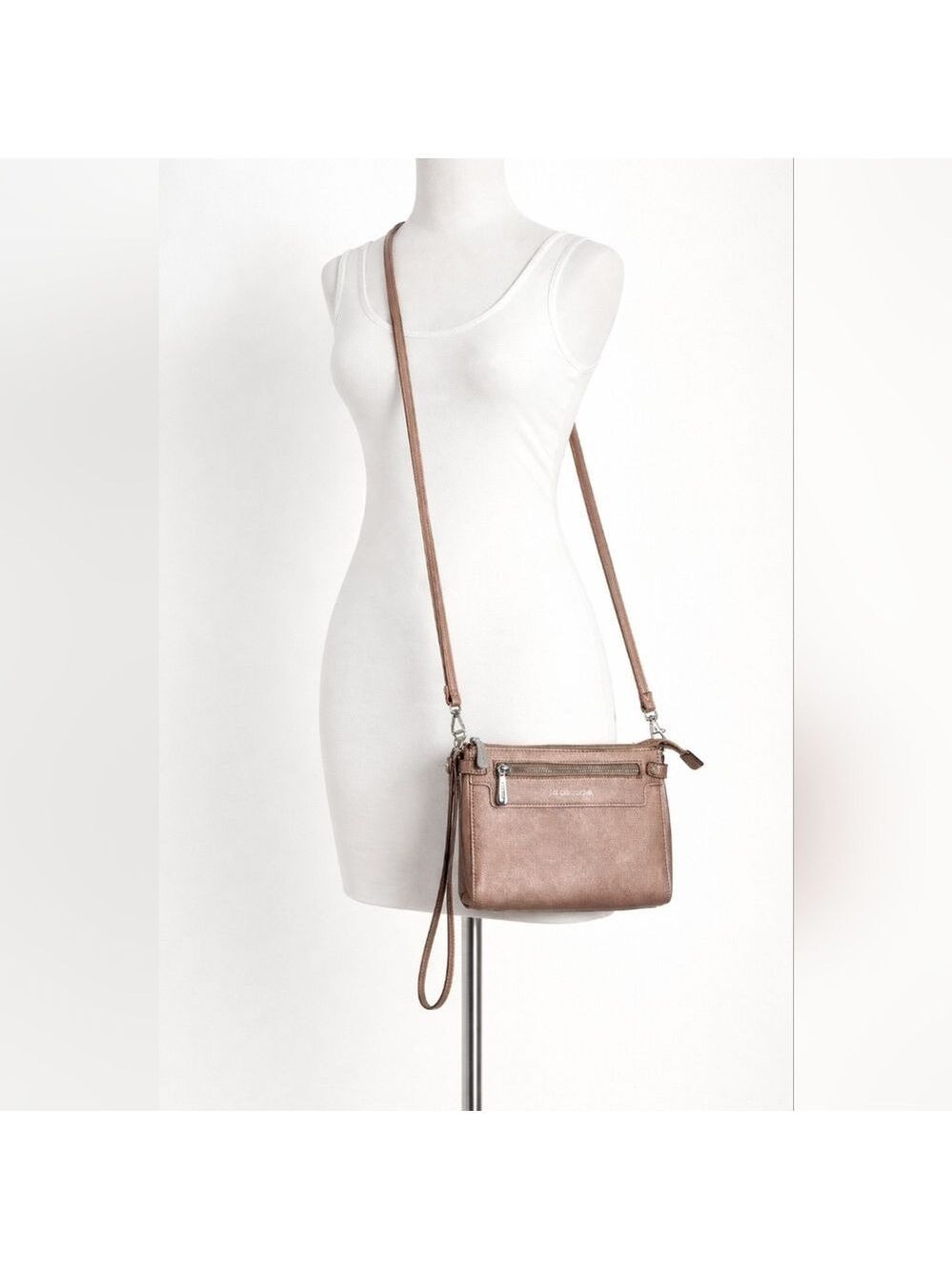 Rose Gold Metallic Convertible Wristlet Crossbody Bag | C1